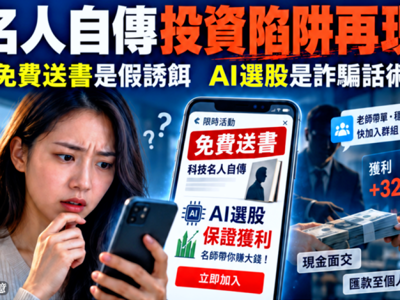 領「名人自傳」投資陷阱再現！ 詐團分飾多角誘海外面交 連環索解凍金狠詐768萬